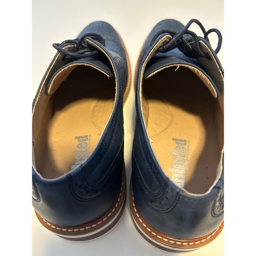 Unlisted Kenneth Cole Mens Navy Blue Wingtip Oxford Mixed Media Dress Shoes S 10 - Picture 6 of 11